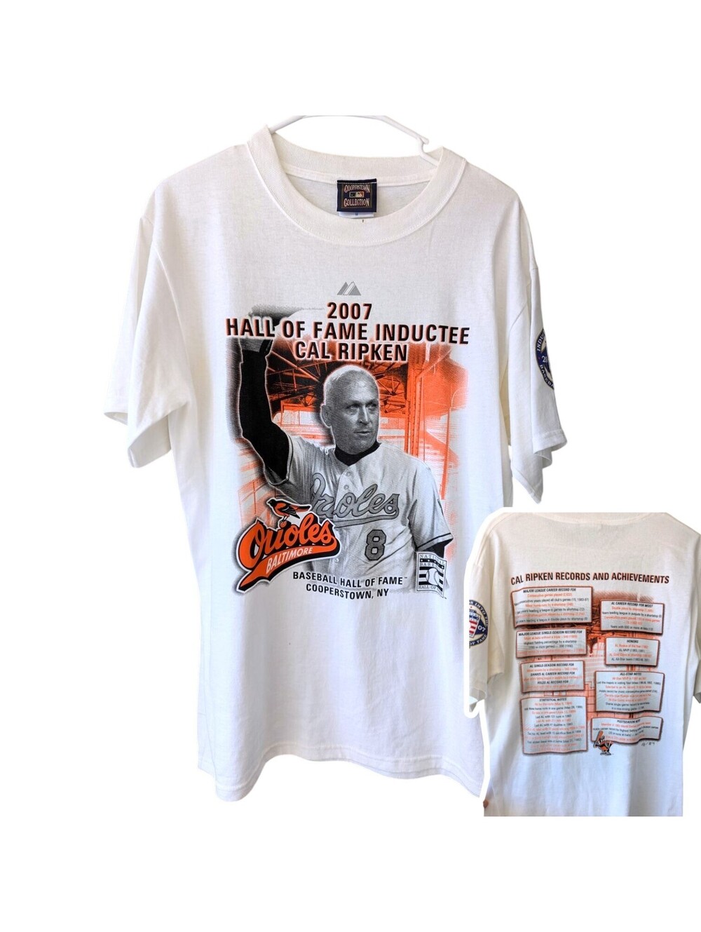 Vintage 2007 Cooperstown MLB Cal Ripken Jr Hall of Fame T-Shirt Men Medium White